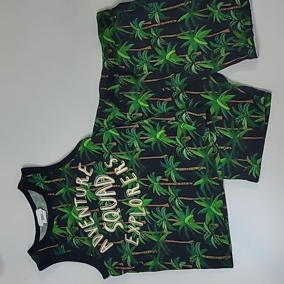 H&M x EMMA JAYNE Adventure Squad Tropical Palm Tree Cut off Shorts set - Picture 1 of 4